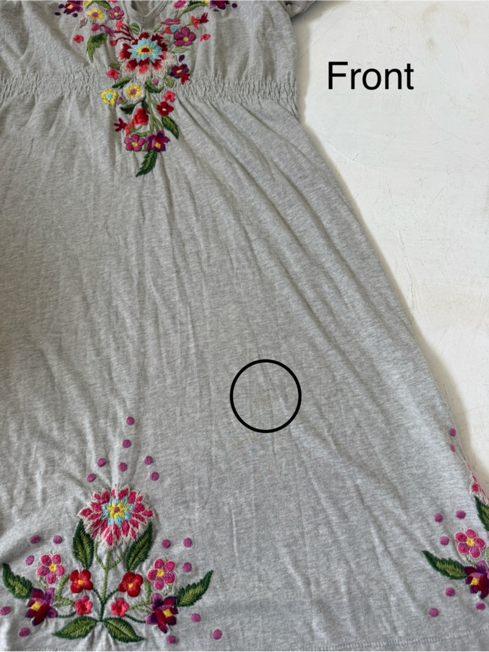 Johnny Was Y2K Retro Boho Grey Embroidered Floral Baby Doll Y2K Dress Size M - Picture 6 of 9